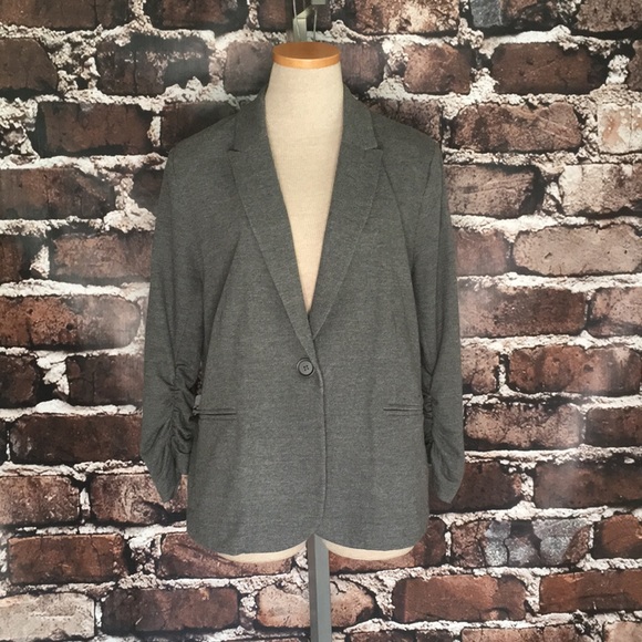 Olivia Moon Jackets & Blazers - Olivia Moon knit blazer jacket gray 3/4 sleeve L